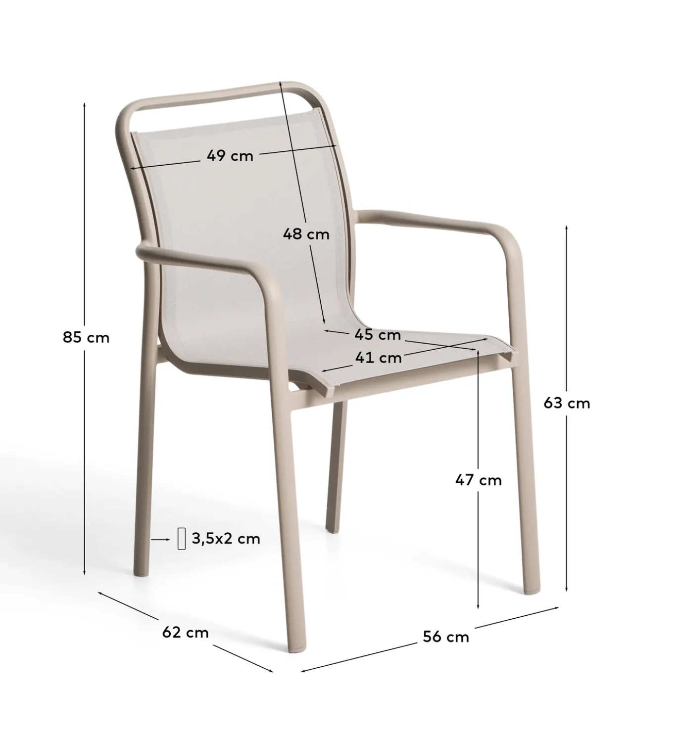 Kave Home Tuinstoel Luri Stapelbaar Aluminium Taupe