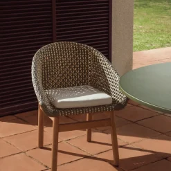 Kave Home Tuinstoel Olbia Massief Teakhout Rotan Groen