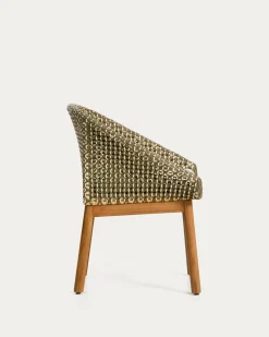 Kave Home Tuinstoel Olbia Massief Teakhout Rotan Groen