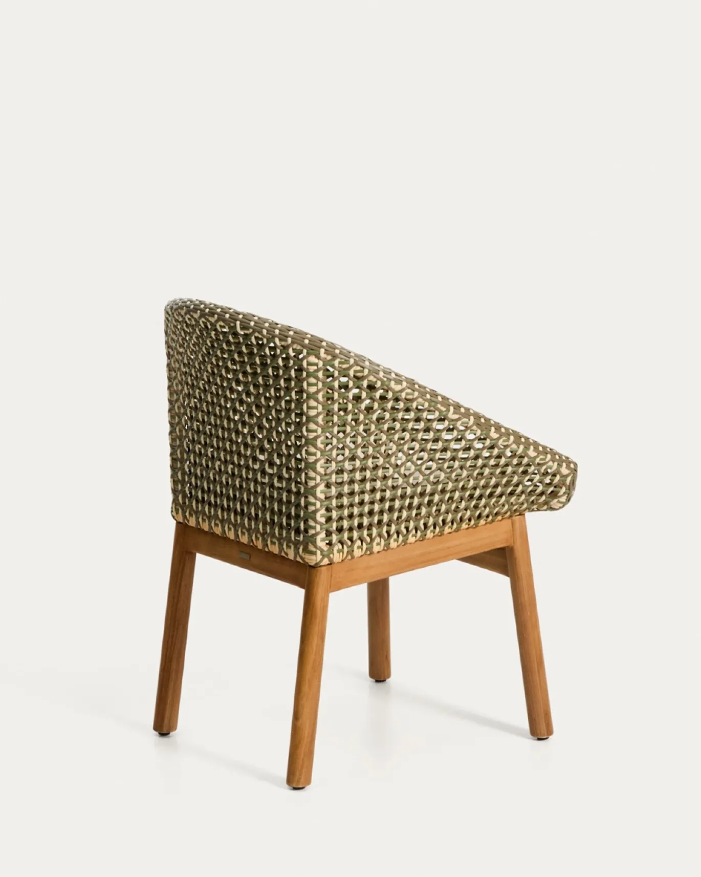 Kave Home Tuinstoel Olbia Massief Teakhout Rotan Groen