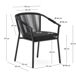 Kave Home Tuinstoel Xelida Zwart Touw