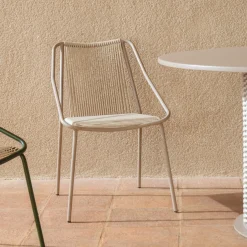 Kave Home Tuinstoel Zivia Touw Staal Ecru Taupe
