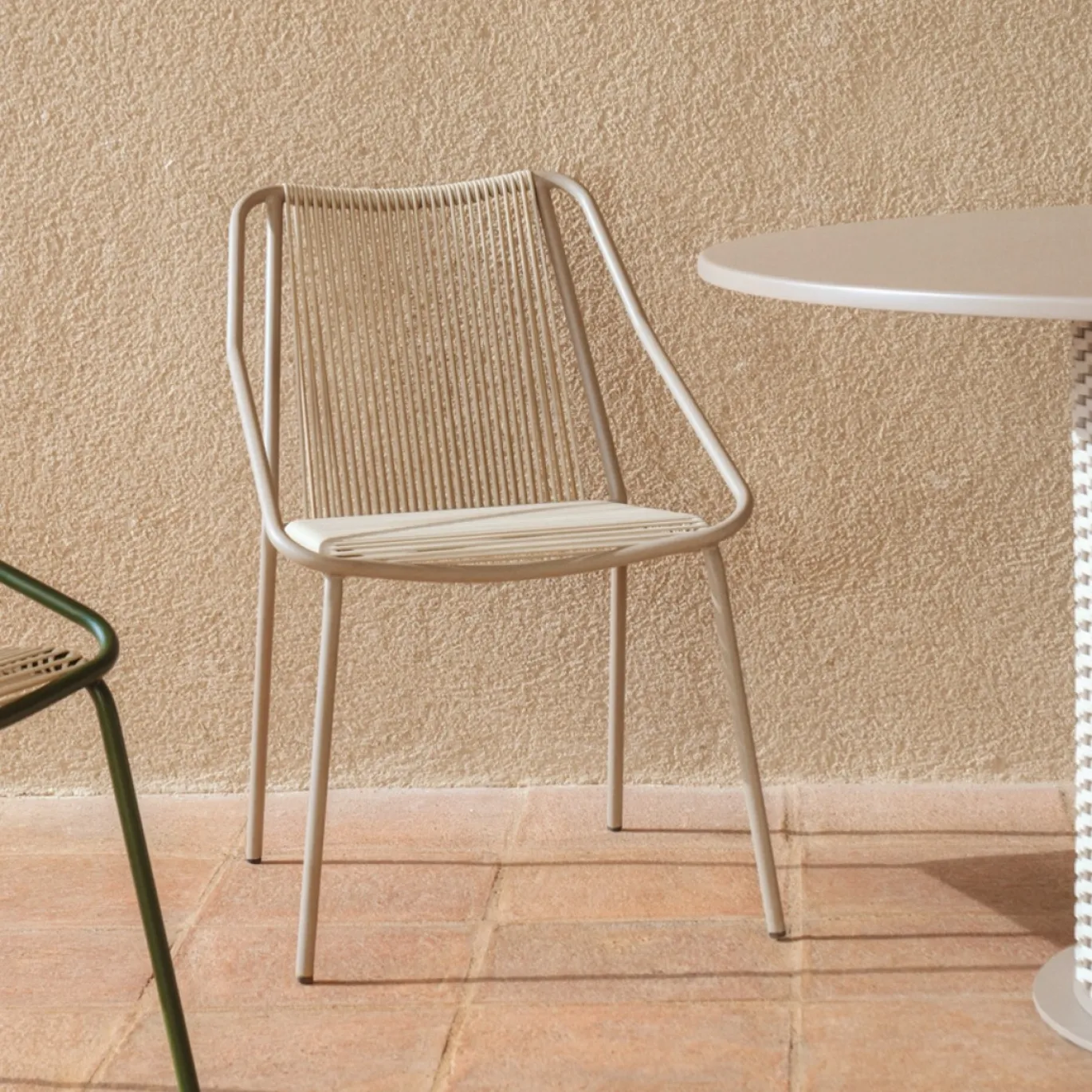 Kave Home Tuinstoel Zivia Touw Staal Ecru Taupe