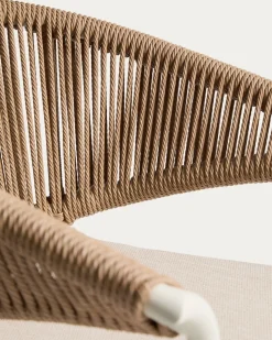 Kave Home Tuinstoel Zuara Aluminium Beige Synthetisch Touw Bruin
