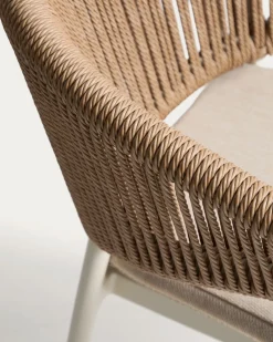 Kave Home Tuinstoel Zuara Aluminium Beige Synthetisch Touw Bruin