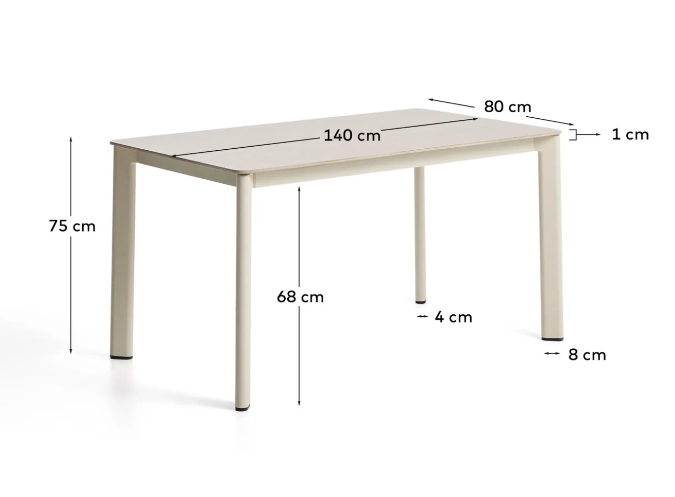 Kave Home Tuintafel Anafi Sintered Stone Beige 140cm