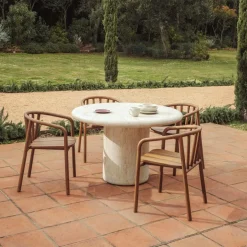 Kave Home Tuintafel Drasi Travertin ø122 cm
