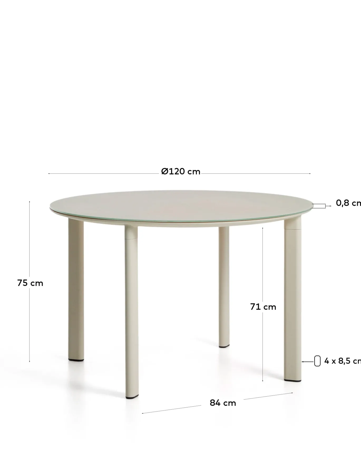 Kave Home Tuintafel Erice Beige Ø120cm