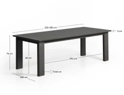 Kave Home Tuintafel Livorno Uitschuifbaar Aluminium Grafiet 233-350cm