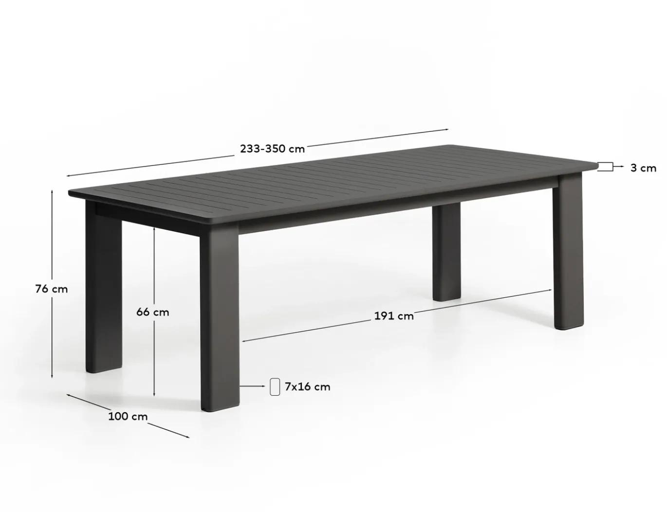 Kave Home Tuintafel Livorno Uitschuifbaar Aluminium Grafiet 233-350cm
