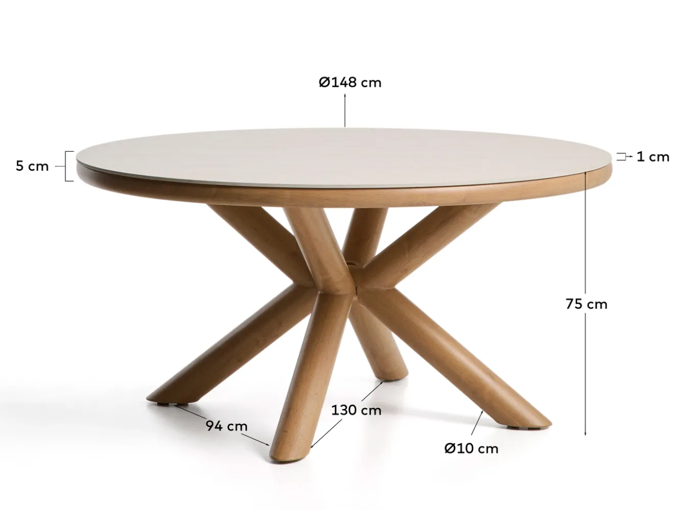 Kave Home Tuintafel Mirtia Sintered Stone Naturel ø148cm