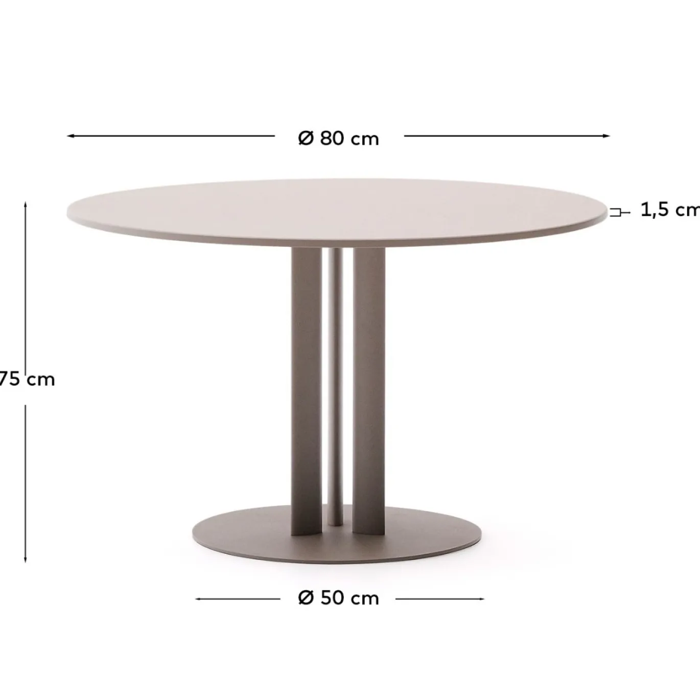 Kave Home Tuintafel Sedalis Taupe Ø80cm