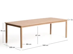 Kave Home Tuintafel Sori Massief Acaciahout Naturel 240cm
