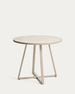 Kave Home Tuintafel Tella Staal Tegels Beige Ø90cm