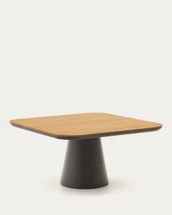 Kave Home Tuintafel Tudons Grijs Aluminium en Teak 148x148cm