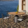 Kave Home Tuintafel Tudons Naturel Aluminium Grijs en Teak Ø120cm