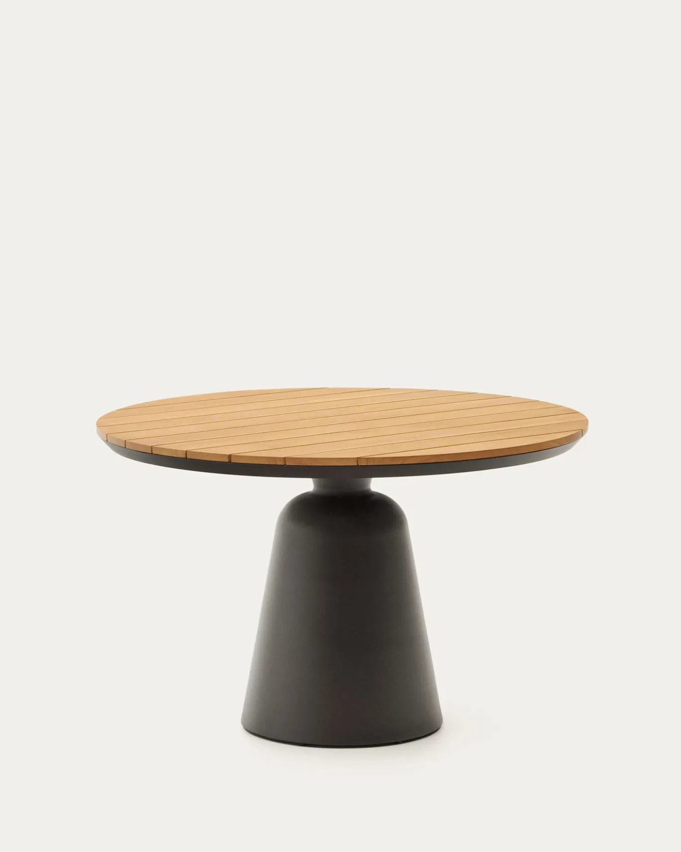 Kave Home Tuintafel Tudons Naturel Aluminium Grijs en Teak Ø120cm