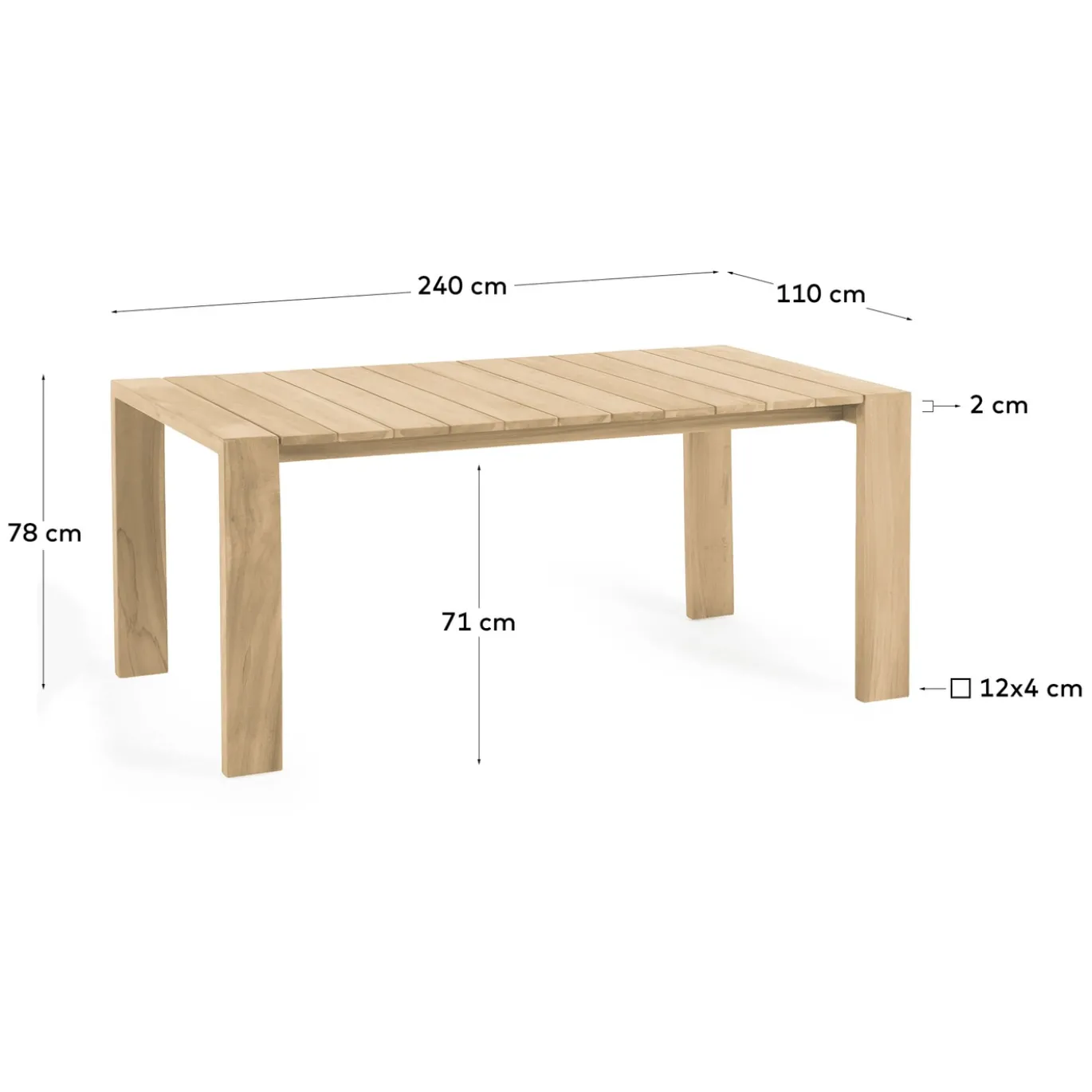 Kave Home Tuintafel Victoire Massief Teakhout 240x110cm