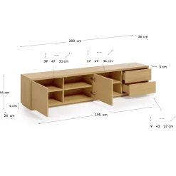 Kave Home Tv-meubel Abilen Eikenfineer 200x44cm