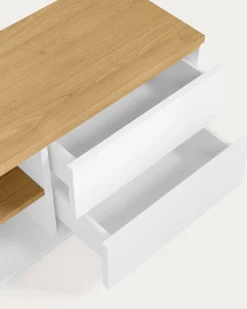 Kave Home Tv-meubel Abilen Eikenfineer 2 Deuren Wit Lak 200x44cm