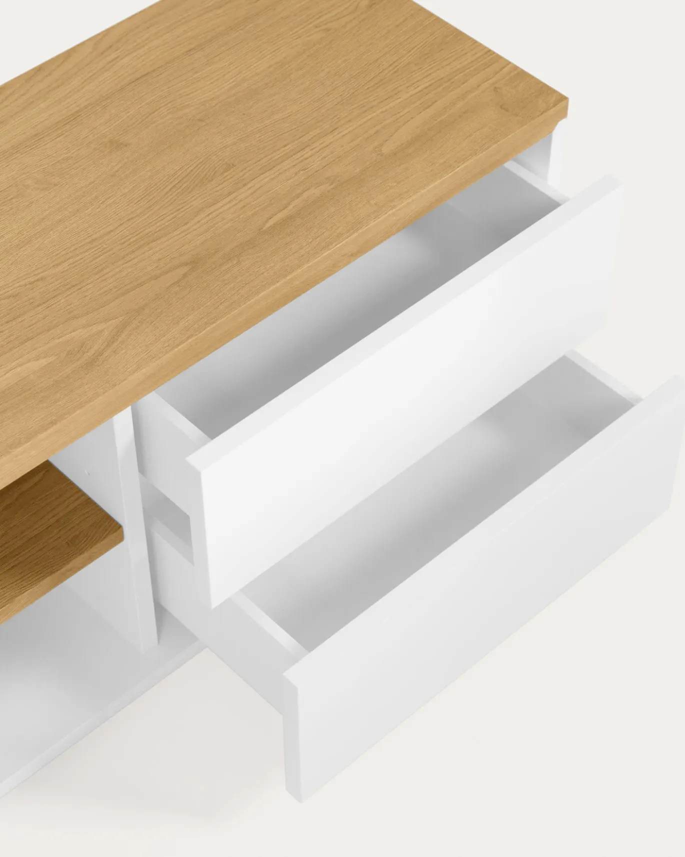 Kave Home Tv-meubel Abilen Eikenfineer 2 Deuren Wit Lak 200x44cm