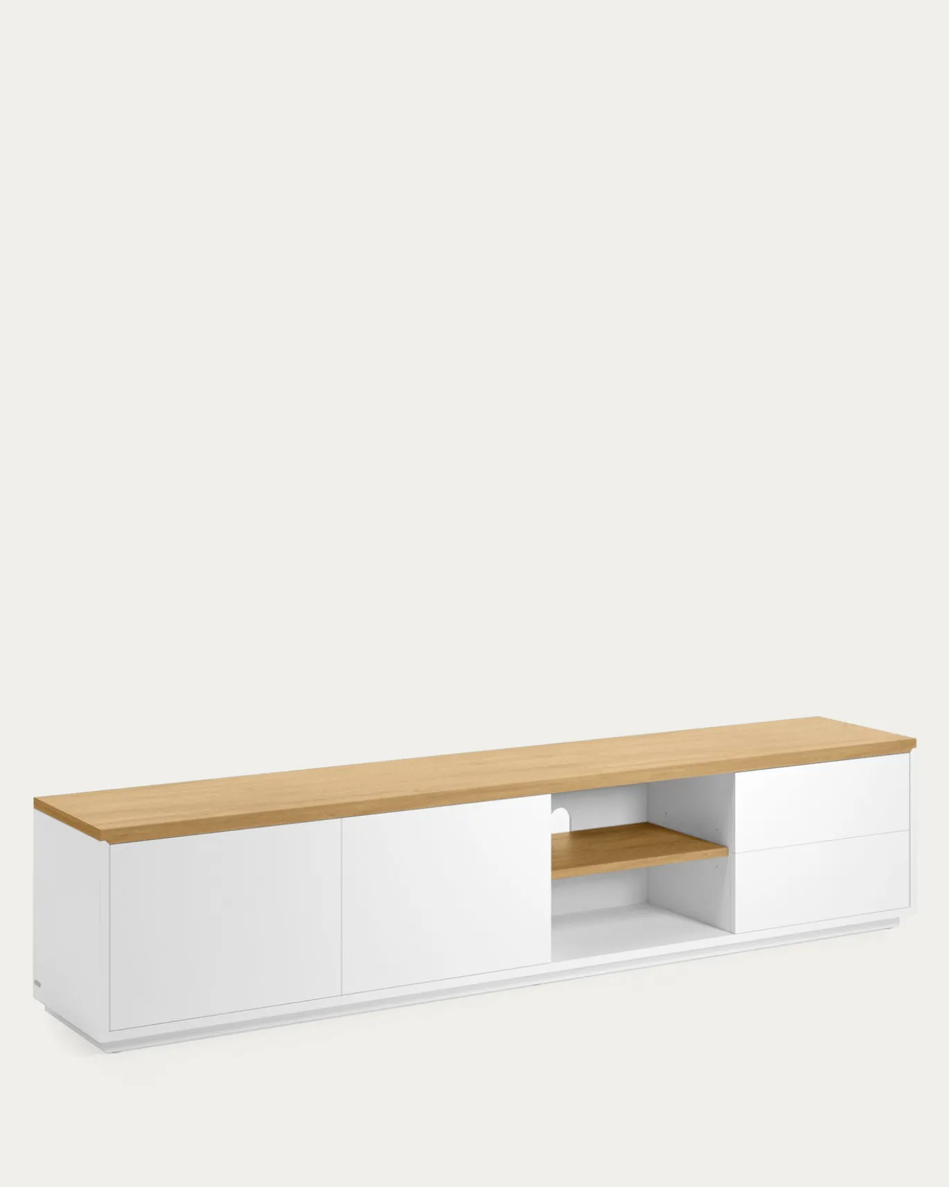 Kave Home Tv-meubel Abilen Eikenfineer 2 Deuren Wit Lak 200x44cm
