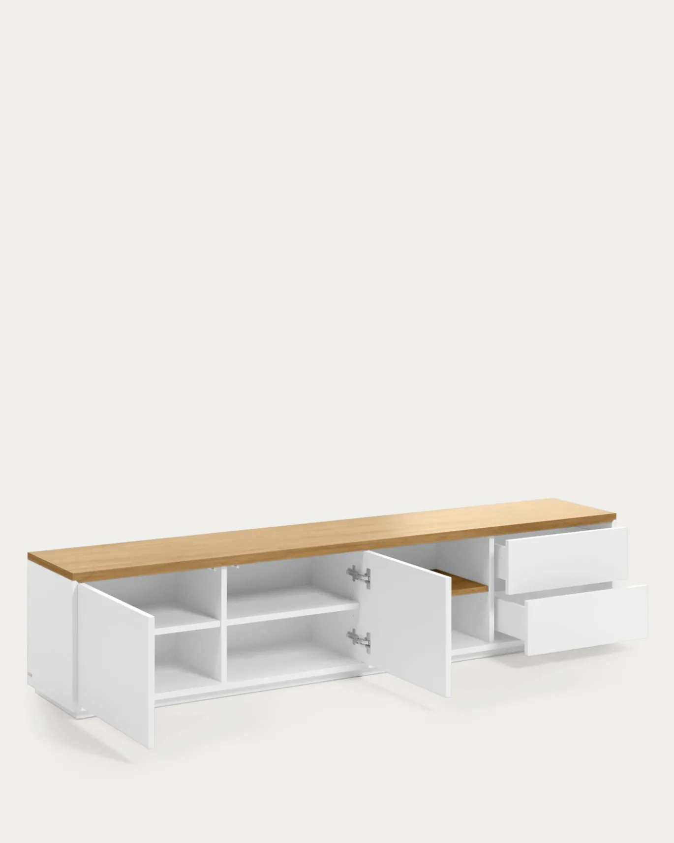 Kave Home Tv-meubel Abilen Eikenfineer 2 Deuren Wit Lak 200x44cm