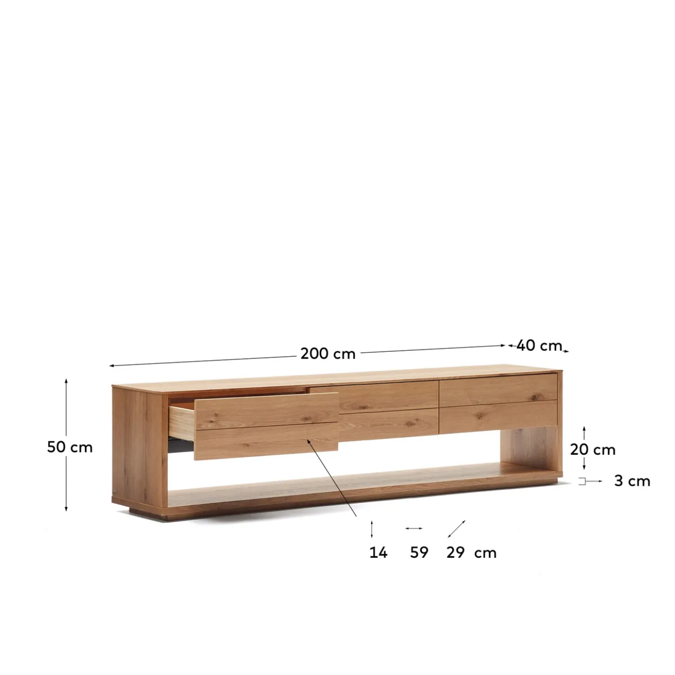 Kave Home Tv-meubel Alguema 3 Laden Eikenfineer 200x51cm