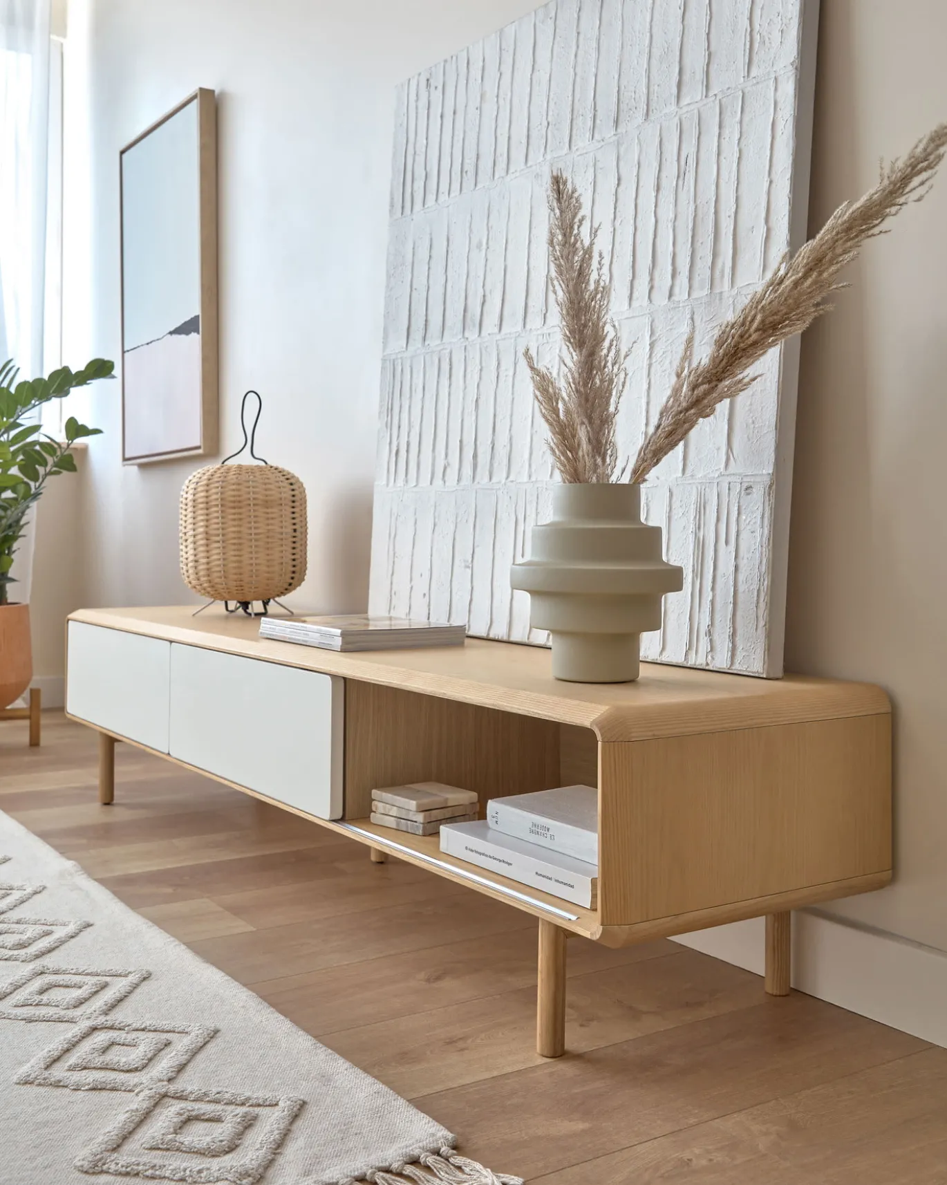 Kave Home Tv-meubel Anielle Massief Essen & Essenfineer 2 Deuren 180x41cm