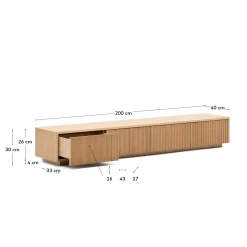 Kave Home Tv-meubel Helvine 4 Laden Eikenfineer 200x40cm