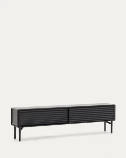 Kave Home Tv-meubel Lenon Massief Hout Zwart Eikenfineer 200x57cm