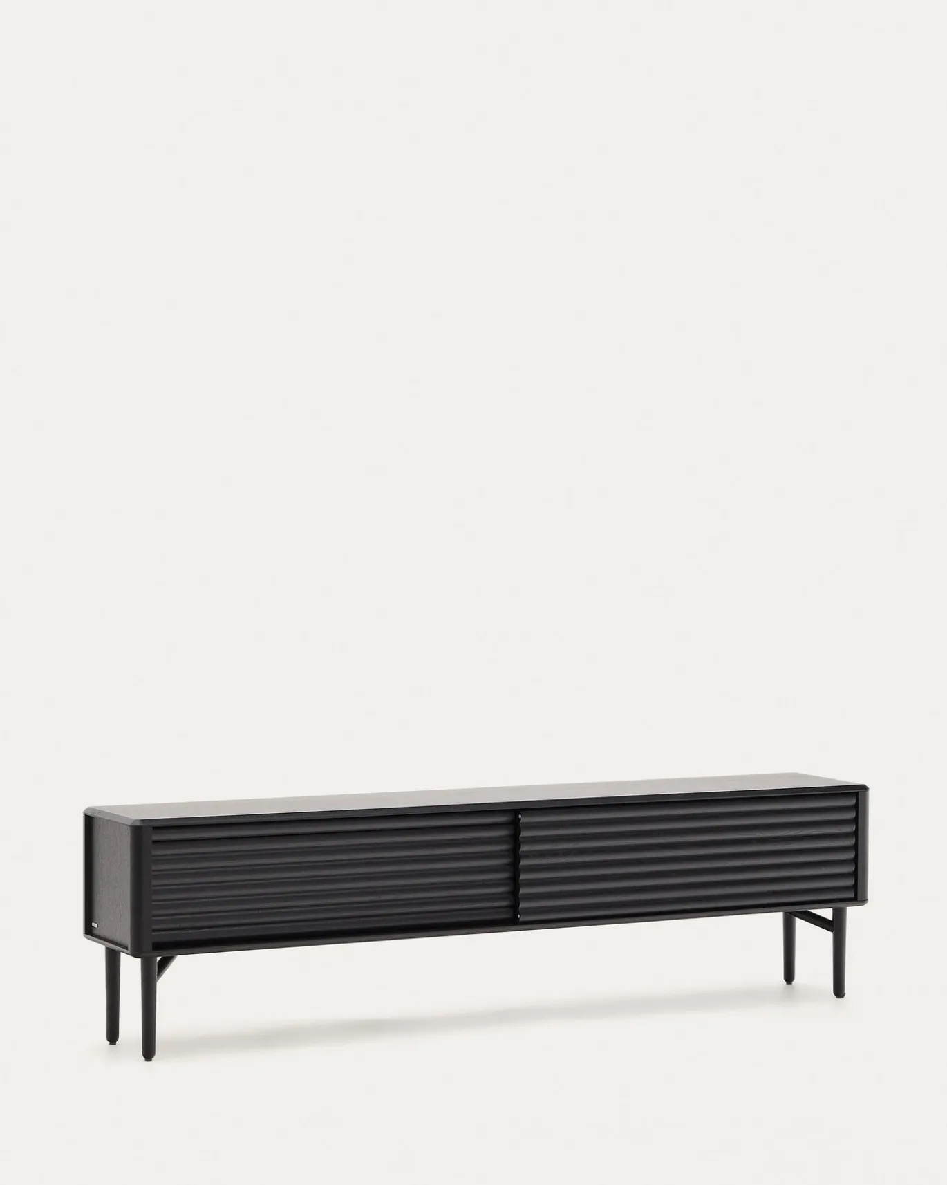Kave Home Tv-meubel Lenon Massief Hout Zwart Eikenfineer 200x57cm