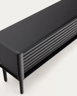 Kave Home Tv-meubel Lenon Massief Hout Zwart Eikenfineer 200x57cm