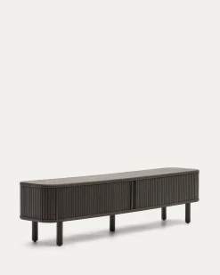 Kave Home Tv-meubel Mailen 2 Deuren Essenfineer Zwart 200x50cm