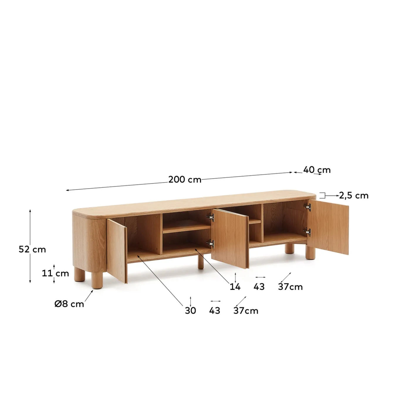 Kave Home Tv-meubel Salaya Essenmultiplex 200x52cm