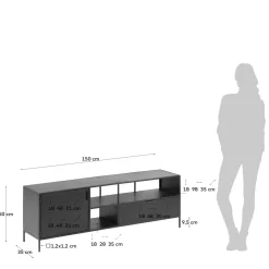 Kave Home Tv-meubel Shantay Metaal Zwart 1 Deur en Lade 150x50cm