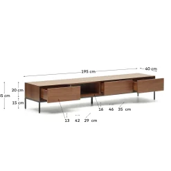 Kave Home Tv-meubel Vedrana 3 Laden Walnoot 195x35cm
