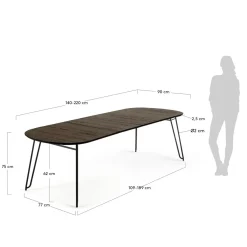 Kave Home Uitschuifbare Eettafel Milan Ovaal 140-220x90cm