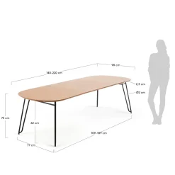 Kave Home Uitschuifbare Eettafel Novac Ovaal 140 (220)x90cm