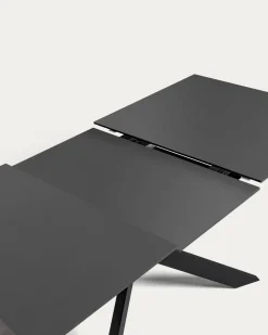 Kave Home Uitschuifbare Glazen Tafel Atminda Zwart 160 (210)x90cm