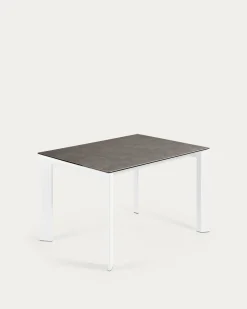 Kave Home Uitschuifbare Keramische Tafel Axis Wit Stalen Poten 120-180cm