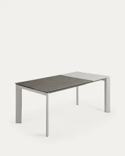 Kave Home Uitschuifbare Keramische Tafel Axis Grijze Stalen Poten 120-180cm