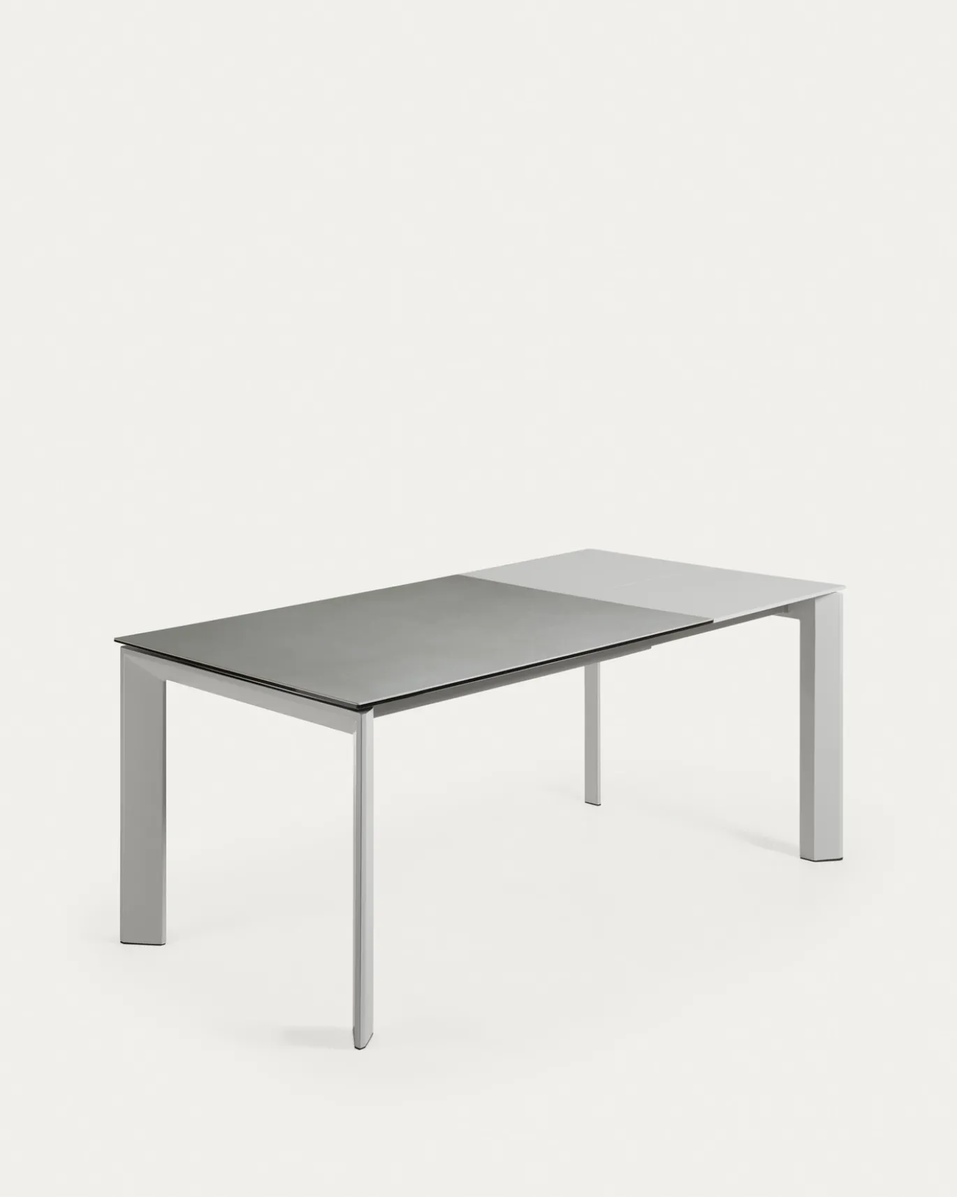 Kave Home Uitschuifbare Keramisch Tafel Axis met Grijs Stalen Poten 120 (180)cm