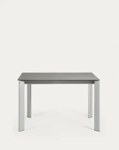 Kave Home Uitschuifbare Keramisch Tafel Axis met Grijs Stalen Poten 120 (180)cm