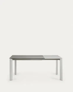 Kave Home Uitschuifbare Keramisch Tafel Axis met Grijs Stalen Poten 120 (180)cm