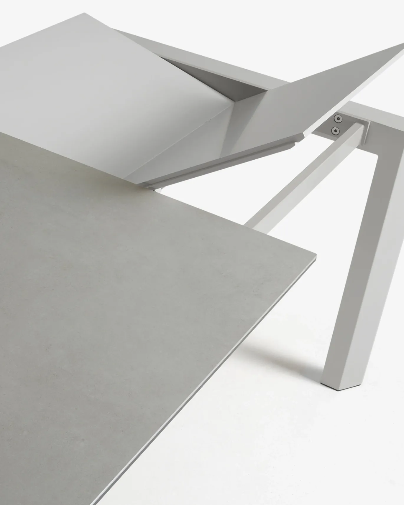 Kave Home Uitschuifbare Keramisch Tafel Axis met Grijs Stalen Poten 120 (180)cm