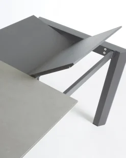 Kave Home Uitschuifbare Keramisch Tafel Axis met Antraciet Stalen Poten 120 (180)cm