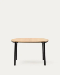Kave Home Uitschuifbare Ronde Tafel Montuiri Eikenfineer Zwart Ø120 (200)cm
