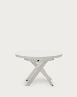Kave Home Uitschuifbare Ronde Tafel Vashti Wit Glas Ø120-160cm
