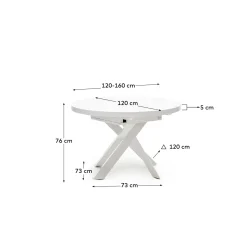 Kave Home Uitschuifbare Ronde Tafel Vashti Wit Glas Ø120-160cm